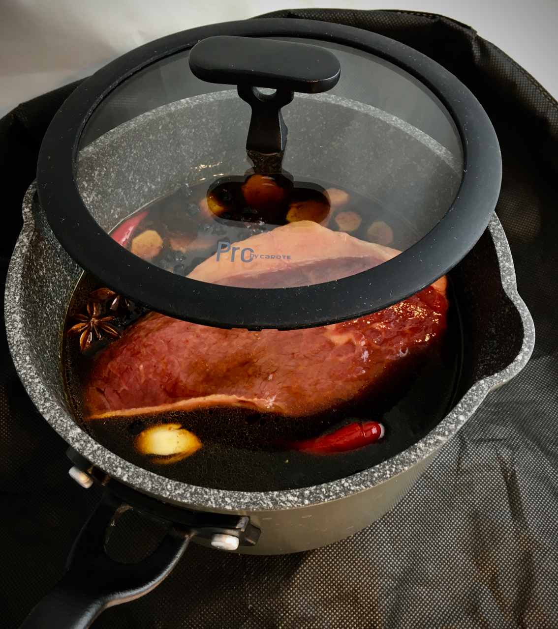 Beef red cooking saucepan